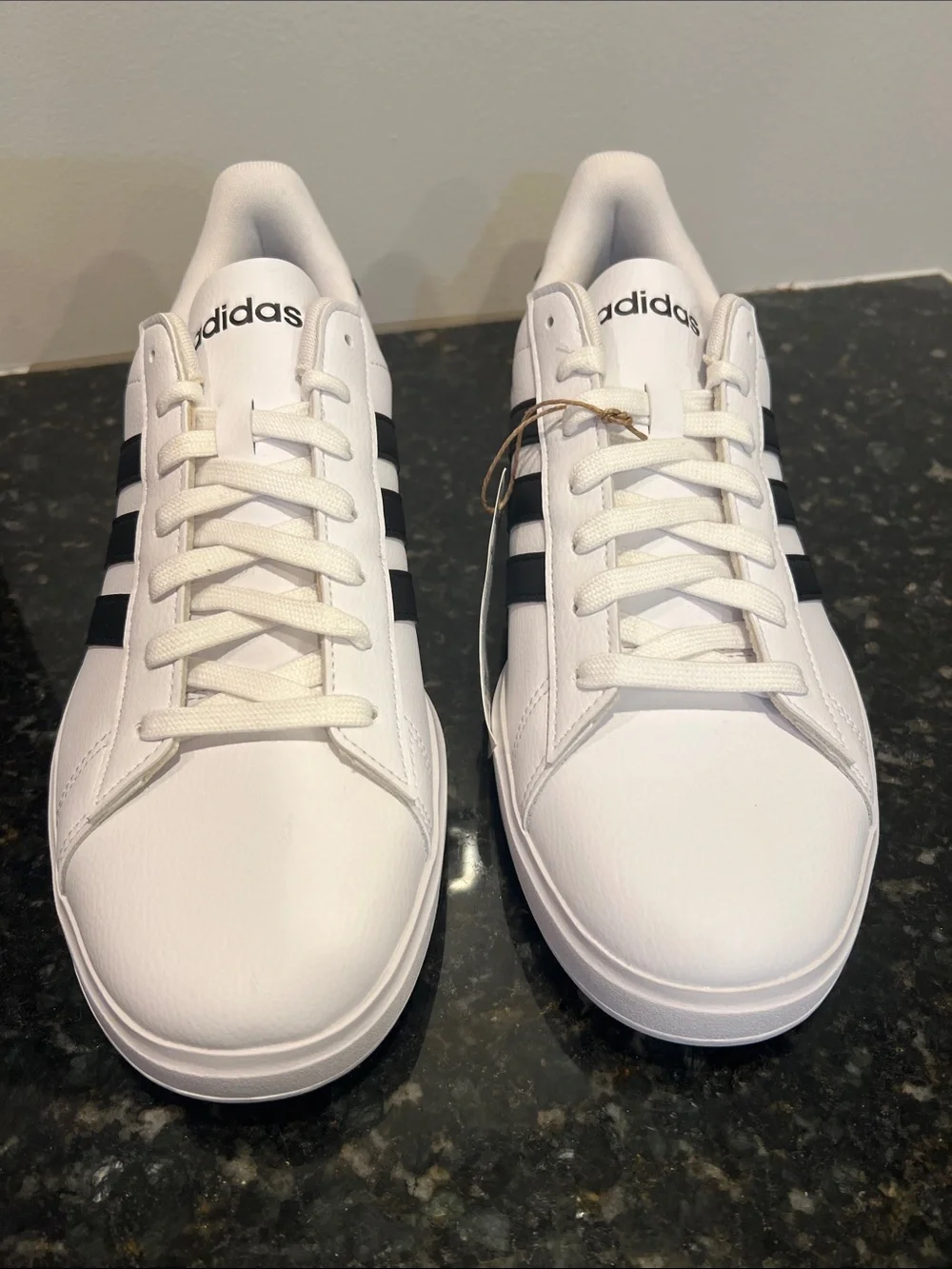 New adidas Grand Court 2.0 White Sneaker with Black Three-Stripes 11 M
